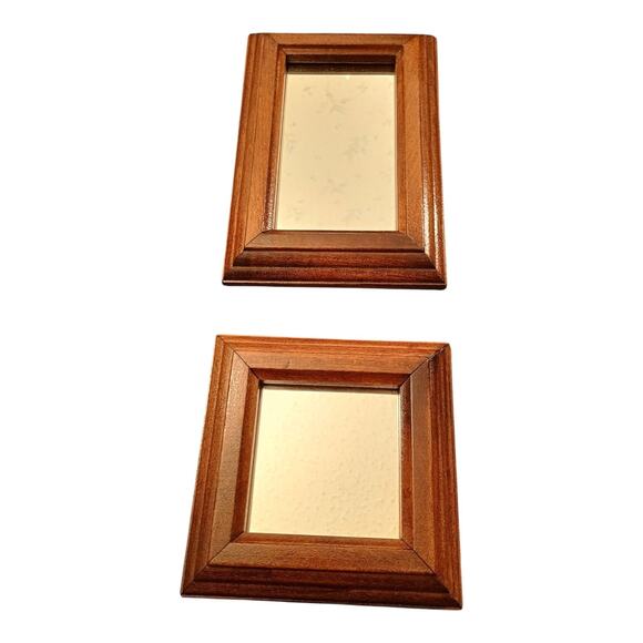 Home Interior Vintage 1970's Wooden Framed Set If 2 Mirrors New In Box USA Made - Picture 2 of 8